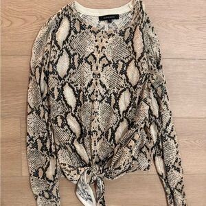 Snake Print Tie-Front Sweater